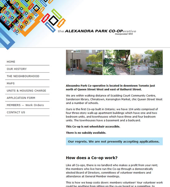Alexandra Park Co-op website