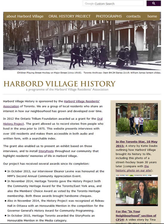 Harbord Village History website